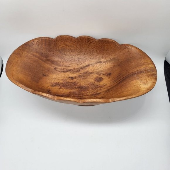 Vintage Monkey Pod Wood Bowl Hand Crafted Brown 11 x 3 3/4 - Picture 3 of 5